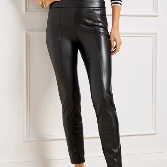 Talbots Faux leather black Leggings Size 12P Clubbing Party - Picture 4 of 8